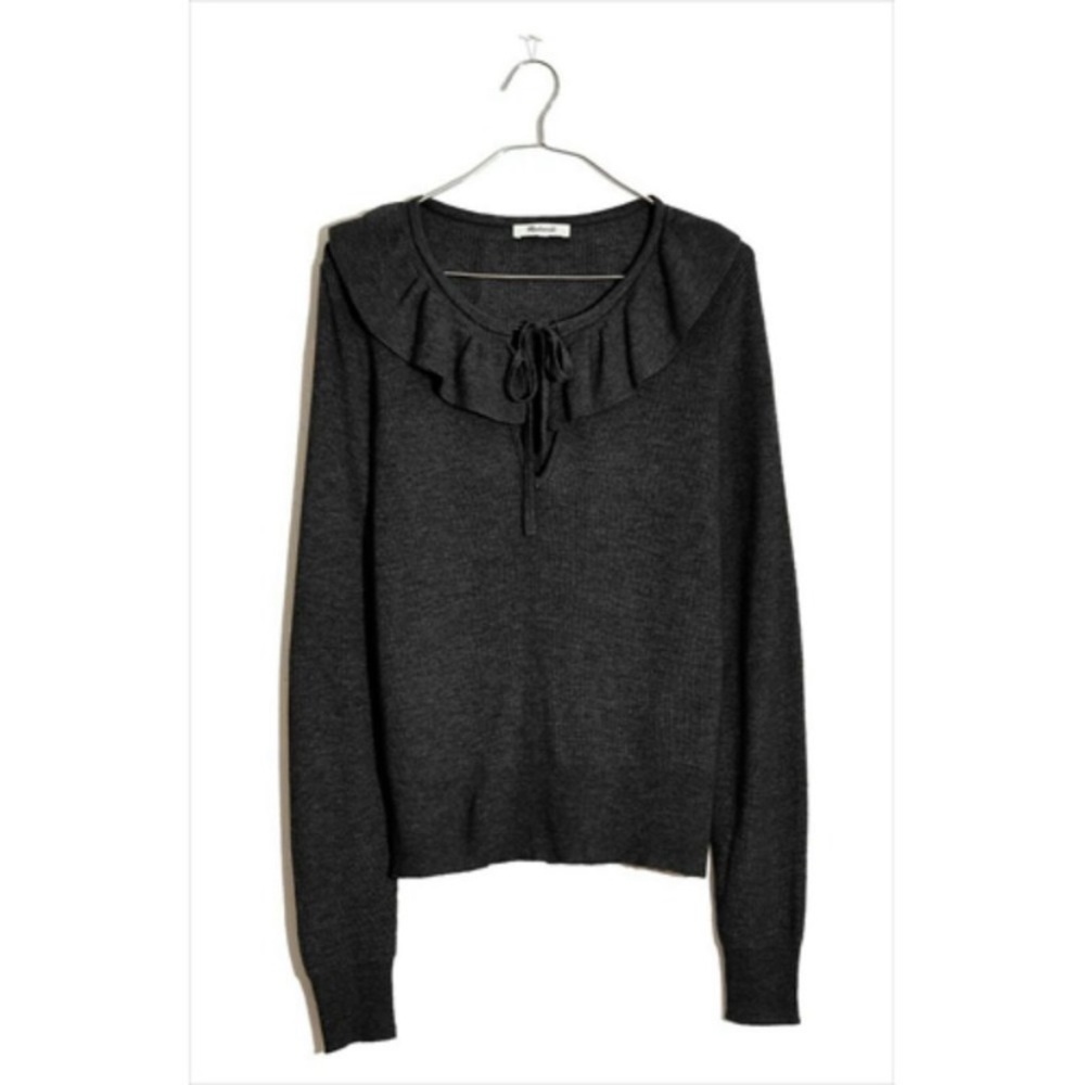 Madewell Tie Neck Ruffle pullover sweater